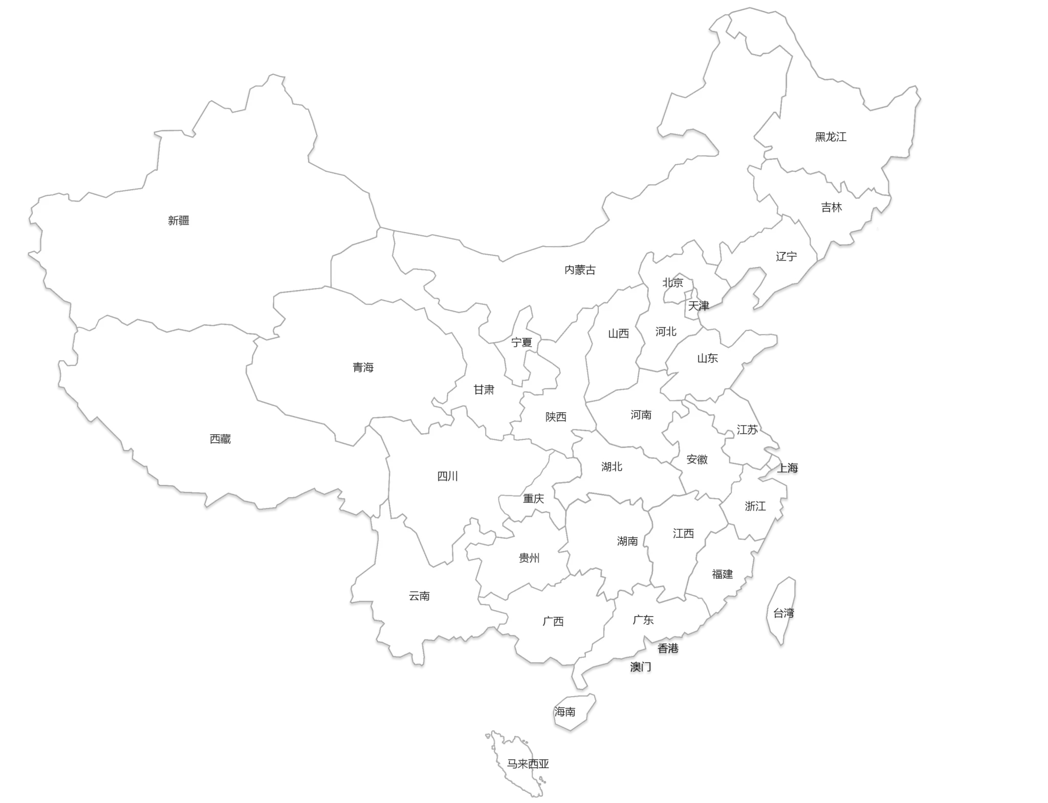 中国地图 各省白色版 1 2048x15710